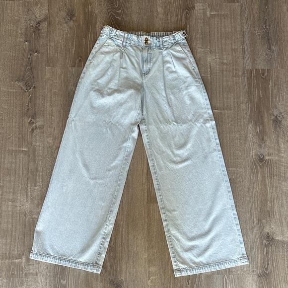 American Eagle Women’s Light Blue Wide Leg Trouser Denim Jeans NWT Size 2L - Picture 1 of 7